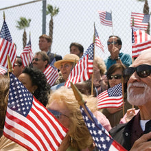 Load image into Gallery viewer, 100-Pack: USA 4x6 in Wooden Stick Flag
