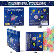 Load image into Gallery viewer, 100-Pieces: Colorful Luminous Stars Plastic Wall Sticker
