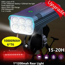 Load image into Gallery viewer, 10000mAh Bike Light USB Rechargeable 5000 Lumens Bike Headlight LED Super Bright Front Lights And Back Rear Light Set For Night Riding Bicycle Lights Front And Back Rechargeable With 3 Modes
