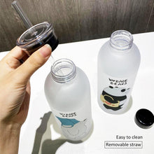 Load image into Gallery viewer, 1000ml Water Bottles Cute Panda Bear Cup With Straw Transparent Cartoon Water Bottle Drinkware Frosted Cup Leak-proof  Plastic Straw Cartoon Frosted Leak Proof Panda Bear Pattern Transparent Water Cup Sports Drink Water Bottle
