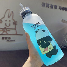 Load image into Gallery viewer, 1000ml Water Bottles Cute Panda Bear Cup With Straw Transparent Cartoon Water Bottle Drinkware Frosted Cup Leak-proof  Plastic Straw Cartoon Frosted Leak Proof Panda Bear Pattern Transparent Water Cup Sports Drink Water Bottle
