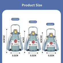 Load image into Gallery viewer, 1000ml/1300ml Double Stainless Steel Sport Vacuum Flask With Straw Portable Thermos Mug With Strap Thermal Water Bottle Tumbler Sports Water Bottle. Stainless Steel Insulated Tumbler Large Capacity With Straw Water Bottle For Outdoor Sports Travel
