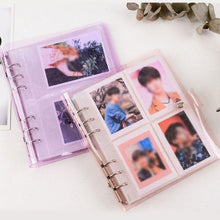 Load image into Gallery viewer, 100/200 Pockets Photo Album 3/5 inches Mini Picture Case Name Card Storage Collect Book Photocard Shiny Clear 6-Ring Binder Cover Refillable Notebook Photo Album
