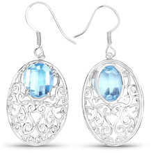 Load image into Gallery viewer, 10.72 Carat Genuine Blue Topaz .925 Sterling Silver Earrings
