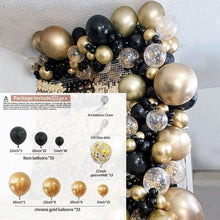 Load image into Gallery viewer, 101pcs Gold Black Balloons Garland Arch Kit For Graduations Party Wedding Birthday Christmas Party Decoration For Birthday Wedding and Aniversaly
