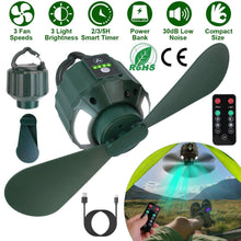 Load image into Gallery viewer, 10400mAh USB Battery Powered Hanging Tent Lantern Fan Power Bank
