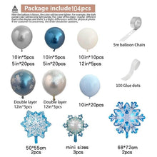 Load image into Gallery viewer, 104pcs Snowflake Ice Snow Metal Balloon For Birthday Party Decor Baby Showers Winter Themed Balloons For Party Wedding and Birthday Boy Party Ballons
