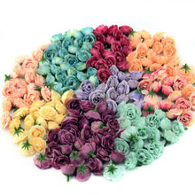 Load image into Gallery viewer, 10/50/100pcs 2.5cm Mini Silk Fake Flower Heads Artificial Rose Flower For Crafts Wedding Party Home Decoration Accessories
