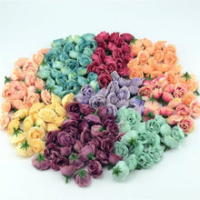 Load image into Gallery viewer, 10/50/100pcs 2.5cm Mini Silk Fake Flower Heads Artificial Rose Flower For Crafts Wedding Party Home Decoration Accessories
