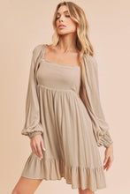 Load image into Gallery viewer, Ruffled Hem Square Neck Balloon Sleeve Mini Dress For Women - Trendy Smocked Detail, Chic Feminine Style, Perfect for Casual &amp; Semi-Formal Occasions
