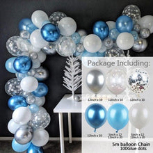 Load image into Gallery viewer, 106pcs Blue Snowflake Birthday Balloon Party Ice Snow Decoration Baby Balloon Winter Christmas New Year Balloons Wedding and Birthday Party
