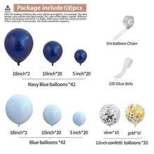 Load image into Gallery viewer, 106pcs New Retro Blue Balloon Garland Arch Kit Confetti Balloons For Baby Shower Wedding Birthday Party Anniversary Ballon Decoration Shower Party
