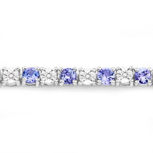 Load image into Gallery viewer, 5.44 Carat Genuine Tanzanite and White Diamond .925 Sterling Silver Bracelet
