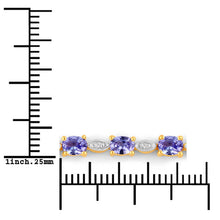 Load image into Gallery viewer, 1.56 Carat Genuine Tanzanite and White Diamond .925 Sterling Silver Bracelet
