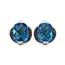 Load image into Gallery viewer, 3.74 Carat Genuine Blue Topaz &amp; Black Diamond .925 Sterling Silver Earrings
