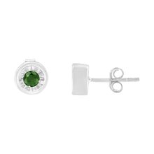 Load image into Gallery viewer, .925 Sterling Silver 1/4 Cttw Round Brilliant-Cut Green Diamond Miracle-Set Stud Earrings (Fancy Color-Enhanced, I1-I2 Clarity)
