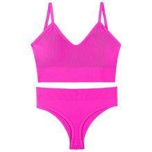 Load image into Gallery viewer, Women Seamless Bra Top Fitness Swimwear Push Up Exercise Bikini For Women 2 Pieces Ribbed Seamless Yoga Bikini Sets Sports Bra And Underwear Set 2 Piece High Waist Summer Bikini
