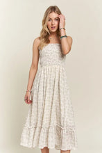 Load image into Gallery viewer, Smocked Floral Ruffled Hem Cami Dress For Women – Boho-Inspired Smocked Floral Cami Fluttering Dress with Playful Ruffled Hem
