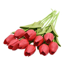 Load image into Gallery viewer, 10PCS PU Fake Tulips Real Touch beautiful and Eligant Flower Real Touch Bouquet For Wedding Decoration Flowers Home Garden Decor
