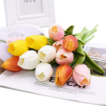 Load image into Gallery viewer, 10PCS PU Fake Tulips Real Touch beautiful and Eligant Flower Real Touch Bouquet For Wedding Decoration Flowers Home Garden Decor
