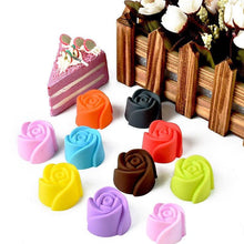 Load image into Gallery viewer, 10pcs Rose Mold  Food Grade Silicone Mini Cupcake Cake Tool Muffin Cookie Baking Molds Chocolate Soap Pastry Decorating Set Reusable And Non-stick Mini Size Silicone Baking Cups Muffin Cups Mini Cupcake Liners Mini Chocolate Holders
