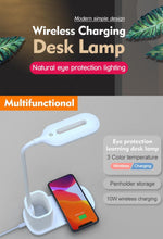 Load image into Gallery viewer, 10W QI Quick Wireless Charging LED Desk Lamp Flexible Touch Dimmable Eye Protect Reading Table Light Bedroom Office Table Lamp Decorative Table Lamp Cute Study Lamps for Bedroom Décor
