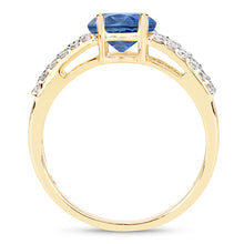 Load image into Gallery viewer, 1.29 Carat Genuine Blue Sapphire and White Diamond 14K Yellow Gold Ring

