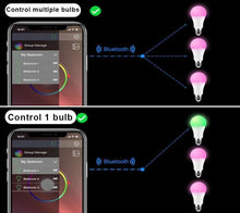 Load image into Gallery viewer, 110V 220V Bluetooth E27 RGBW LED Bulb Lights 5W 10W 15W RGB Lampada Changeable Colorful RGBWW LED Lamp With Remote+Memory Mode  Smart Light Bulbs, RGBCW Color Changing Light Bulb Dimmable, 7W A19 led Bulb 60W Equivalent, Smart Bulbs That Work
