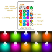 Load image into Gallery viewer, 110V 220V Bluetooth E27 RGBW LED Bulb Lights 5W 10W 15W RGB Lampada Changeable Colorful RGBWW LED Lamp With Remote+Memory Mode  Smart Light Bulbs, RGBCW Color Changing Light Bulb Dimmable, 7W A19 led Bulb 60W Equivalent, Smart Bulbs That Work
