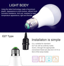 Load image into Gallery viewer, 110V 220V E27 RGB LED Bulb Lights 5W 10W 15W RGB Lampada Changeable Colorful RGBW LED Lamp With IR Remote Control+Memory Mode RGB LED Light Bulbs, 10W LED Color Changing Light Bulb with Remote Control
