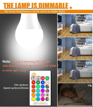 Load image into Gallery viewer, 110V 220V E27 RGB LED Bulb Lights 5W 10W 15W RGB Lampada Changeable Colorful RGBW LED Lamp With IR Remote Control+Memory Mode RGB LED Light Bulbs, 10W LED Color Changing Light Bulb with Remote Control
