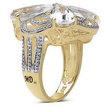 Load image into Gallery viewer, 14K Yellow Gold Plated 6.69 Carat Genuine Crystal Quartz &amp; White Diamond .925 Sterling Silver Ring
