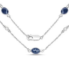 Load image into Gallery viewer, 6.43 Carat Genuine Blue Sapphire and White Diamond .925 Sterling Silver Necklace
