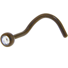 Load image into Gallery viewer, Grade 23 Titanium Bronze Crystalline Gem Nose Ring
