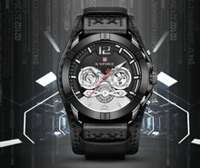 Load image into Gallery viewer, Men's Leather Waterproof Watch With Chronometers And Fluorescent Hands Excellent Design Perfect Gift
