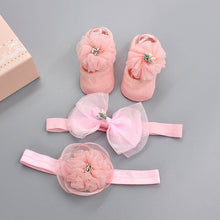 Load image into Gallery viewer, Flower Baby Girl Headband Socks Set Shoes With  Crown Bows Newborn Headbands For Girls Turban Baby Hair Accessories
