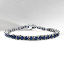 Load image into Gallery viewer, 8.36 Carat Genuine Blue Sapphire .925 Sterling Silver Bracelet
