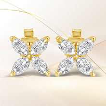 Load image into Gallery viewer, 14K White Gold 1/2 Cttw Marquise Diamond 8 Stone Floral Leaf Stud Earrings (H-I Color, SI1-SI2 Clarity)
