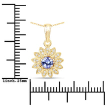 Load image into Gallery viewer, 0.31 Carat Genuine Tanzanite and White Diamond 14K Yellow Gold Pendant
