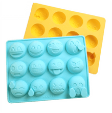 Load image into Gallery viewer, 12 Emoticons Ice Mould Silicone Baking Mold Cake Candy Chocolate Sugar Ice Pastry Food Mold Funny Multifunction Kitchen Bar Tool Silicone Emoji Molds Flexible Molds Kitchen Accessories
