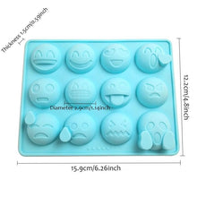 Load image into Gallery viewer, 12 Emoticons Ice Mould Silicone Baking Mold Cake Candy Chocolate Sugar Ice Pastry Food Mold Funny Multifunction Kitchen Bar Tool Silicone Emoji Molds Flexible Molds Kitchen Accessories
