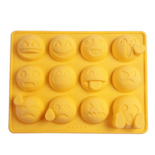 Load image into Gallery viewer, 12 Emoticons Ice Mould Silicone Baking Mold Cake Candy Chocolate Sugar Ice Pastry Food Mold Funny Multifunction Kitchen Bar Tool Silicone Emoji Molds Flexible Molds Kitchen Accessories
