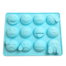 Load image into Gallery viewer, 12 Emoticons Ice Mould Silicone Baking Mold Cake Candy Chocolate Sugar Ice Pastry Food Mold Funny Multifunction Kitchen Bar Tool Silicone Emoji Molds Flexible Molds Kitchen Accessories
