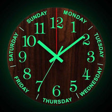 Load image into Gallery viewer, 12 Inch Luminous Wall Clock Wall Clock Luminous Wall Clock Wood Silent Light in Dark Night Nordic Fashion Wall Clock Non Ticking Clock with Night Light Wood Silent light in dark night Nordic Fashion Wall Clock Non Ticking Clock With Night Light
