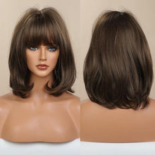 Load image into Gallery viewer, 12 inch Synthetic Bob Wig for Women Side Fringe High Density Heat Resistant Hair Wigs Party Daily Wear Natural Headline Wigs For Black Women Cosplay Wigs For Women
