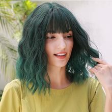 Load image into Gallery viewer, 12 inch Synthetic Bob Wig for Women Side Fringe High Density Heat Resistant Hair Wigs Party Daily Wear Natural Headline Wigs For Black Women Cosplay Wigs For Women
