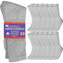 Load image into Gallery viewer, 12-Pairs: Cotton Non-Binding Diabetic and Circulatory Crew Socks
