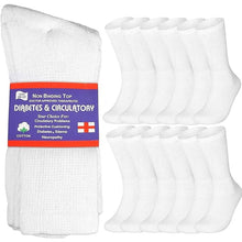 Load image into Gallery viewer, 12-Pairs: Cotton Non-Binding Diabetic and Circulatory Crew Socks
