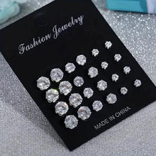 Load image into Gallery viewer, 12-Pairs: Fashion Stainless Steel Stud Earrings
