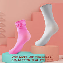 Load image into Gallery viewer, 1/2 Pairs Girls Thin Socks Pack Harajuku Cute Long Frilly Socks Casual Soft Nylon High Elastic Solid White Purple Solid Color Stylish Casual Socks For Men And Women

